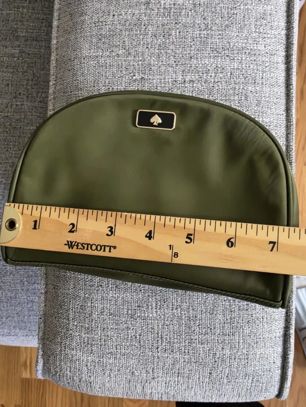 kate spade Olive Green Cosmetic Case with Gold Zipper and Black Pull
